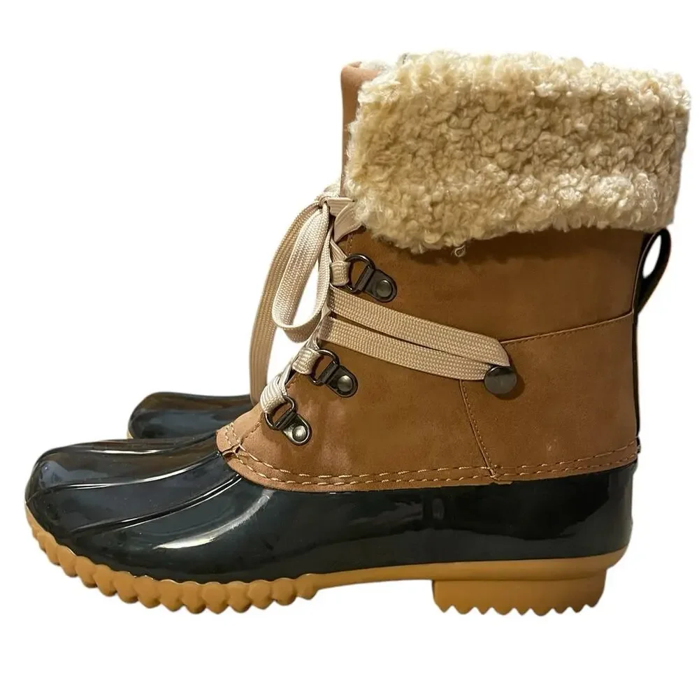 Dolce Vita Womens Ulito Brown Faux Fur Sherpa Lined Duck Boots Brown Size 7 NEW
